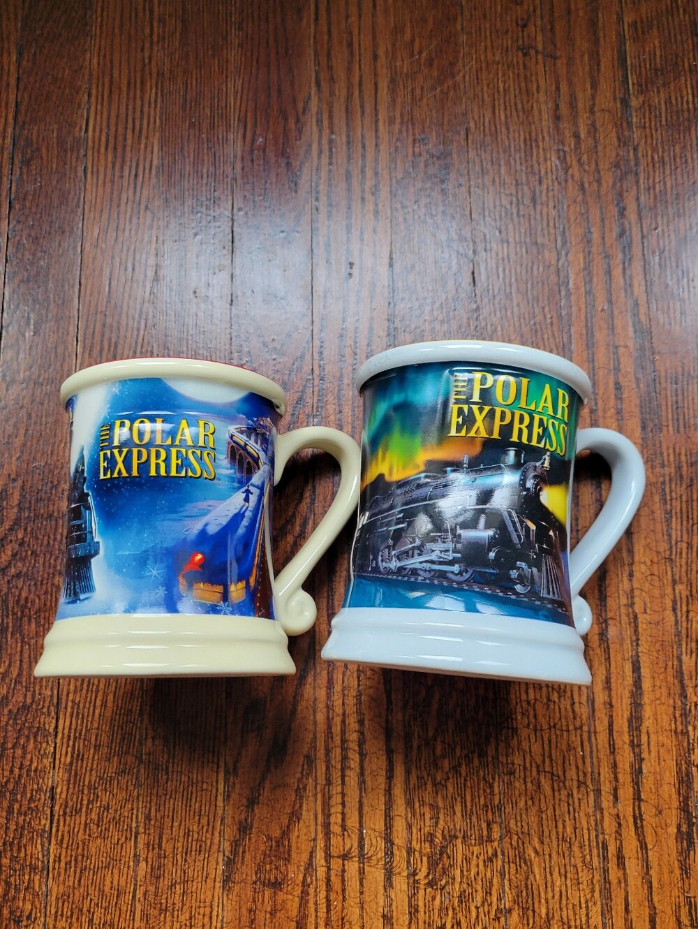Polar Express Train Graphic 3D Coffee Cocoa Mugs Set of 2 Different Mugs